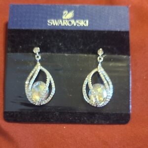 Swarovski Silver and Crystal Drop Earrings
